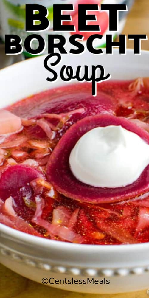 Beet Soup with Cheese Balls recipe