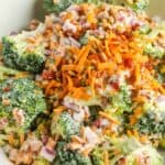 Broccoli Salad with cheese on top