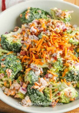 Broccoli Salad with cheese on top