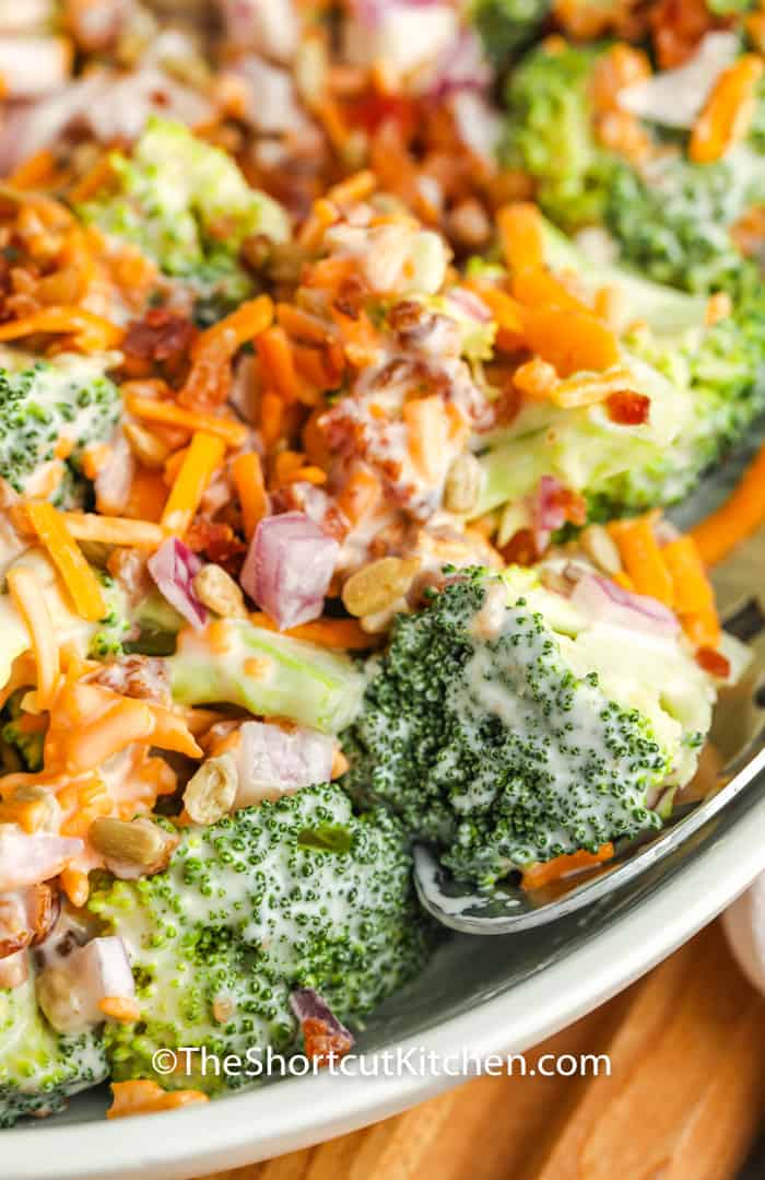 Broccoli Salad on a white plate