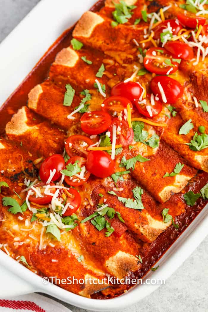 Chicken Enchiladas in a dish