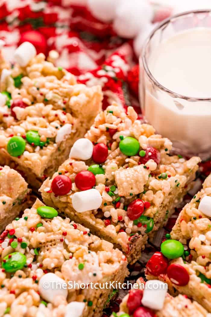 close up of Christmas Rice Krispie Treats