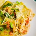 Garden Spinach Ricotta Ravioli on a white plate