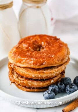 plated Glazed Donut French Toast with blueberries