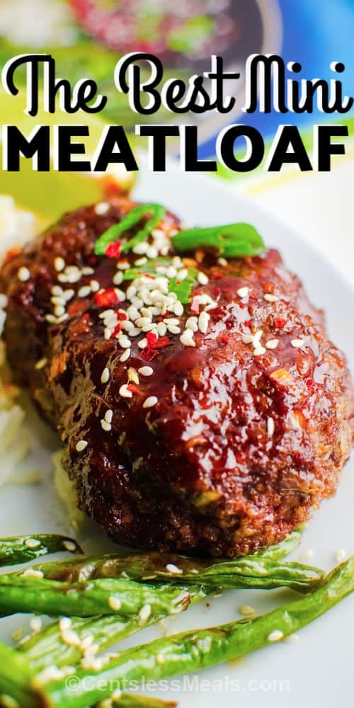 close up of Meatloaves with a Sweet Chili Glaze with a title