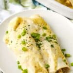 Sour Cream Chicken Enchiladas on a plate