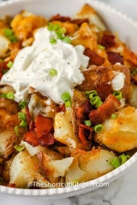Crispy Smashed Potatoes with sour cream