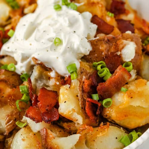 Crispy Smashed Potatoes with Pickles and Gin-Spiked Sour Cream