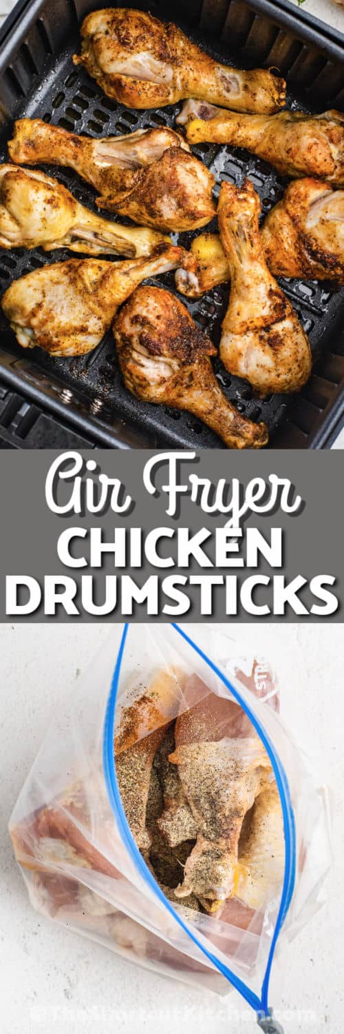 Air Fryer Drumsticks before and after cooking in the air fryer