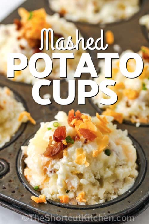 Loaded Mashed Potato Cups before cooking with a title