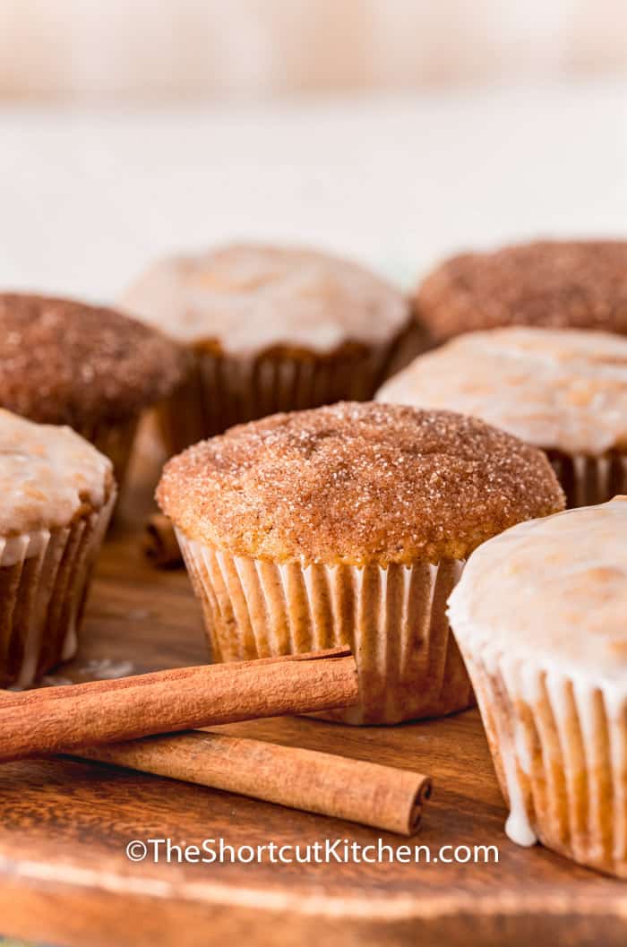 Cinnamon Sugar Muffins with cinnamon sticks