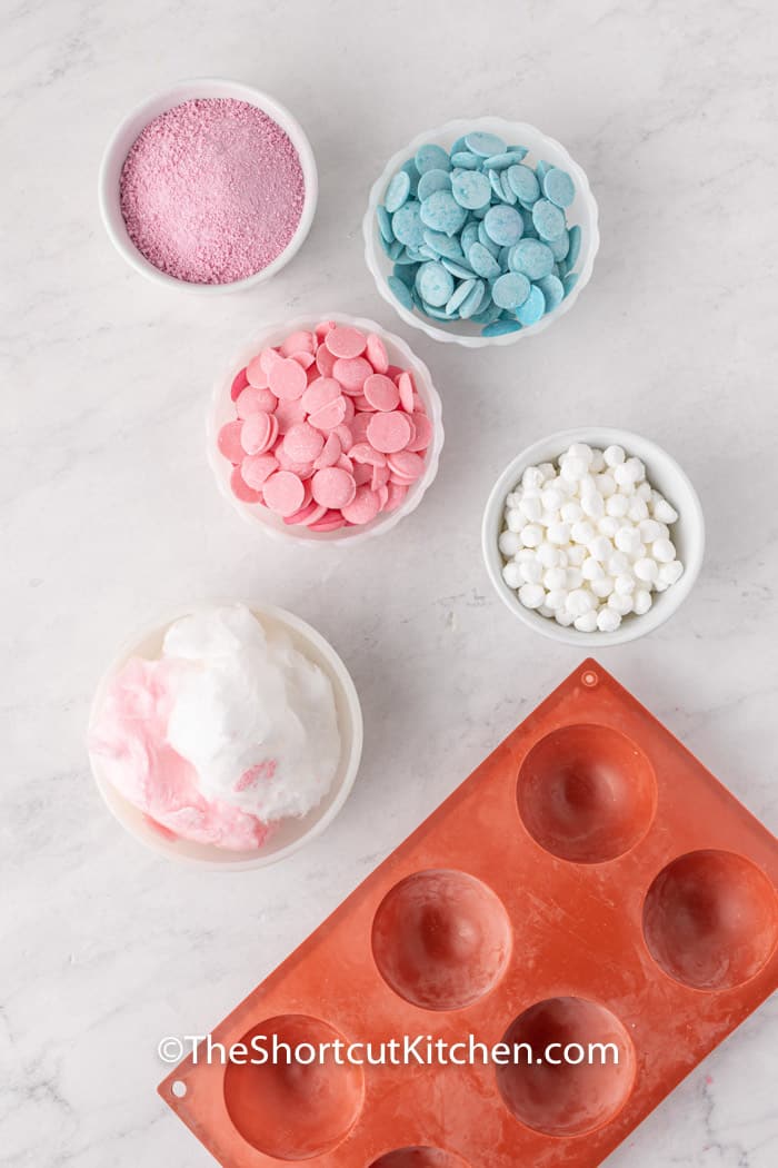 ingredients to make Cotton Candy Hot Cocoa Bombs
