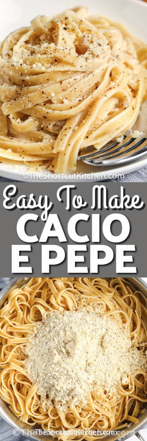 Cacio e Pepe in the pot and plated with a title