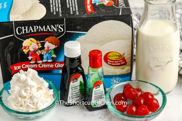 ingredients to make a Shamrock Shake