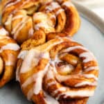 Air Fryer Cinnamon Twists on a plate