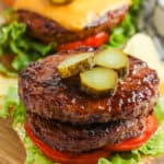 cooked Air Fryer Frozen Burgers on a bun