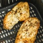 Air Fryer Frozen Chicken Breasts in the air fryer cooked