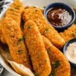 close up of Air Fryer Frozen Chicken Tenders