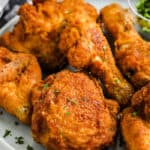 close up of chicken pieces to show How to Reheat Fried Chicken in the Air Fryer