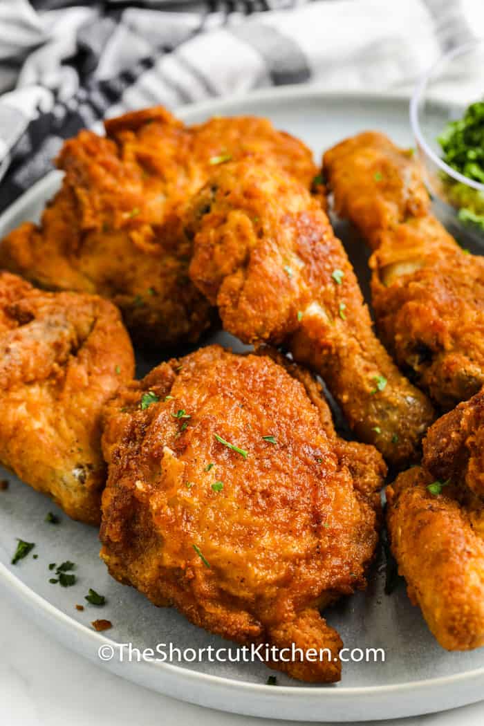 close up of chicken pieces to show How to Reheat Fried Chicken in the Air Fryer