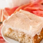 close up of Rumchata Poke Cake on a plate