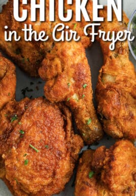 plated chicken to show How to Reheat Fried Chicken in the Air Fryer with writing