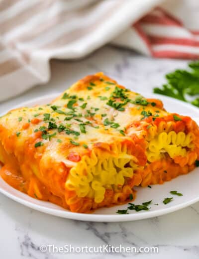 3 Cheese Lasagna Roll Ups Recipe on a plate