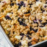 Blueberry Overnight French Toast Bake baked in the dish