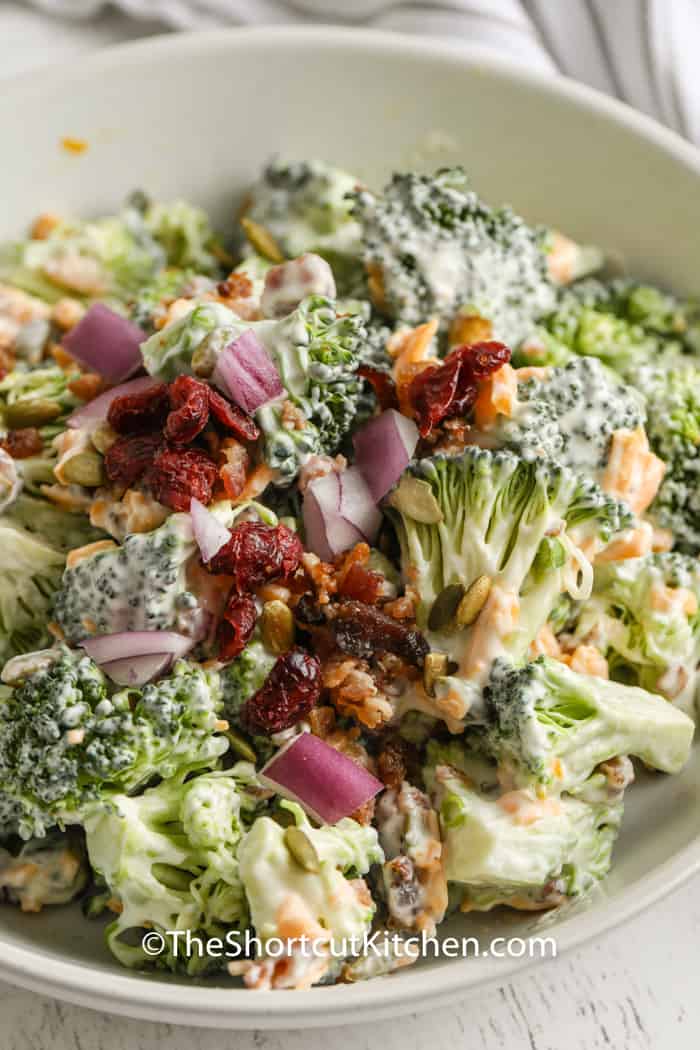 close up of Easy Broccoli Salad