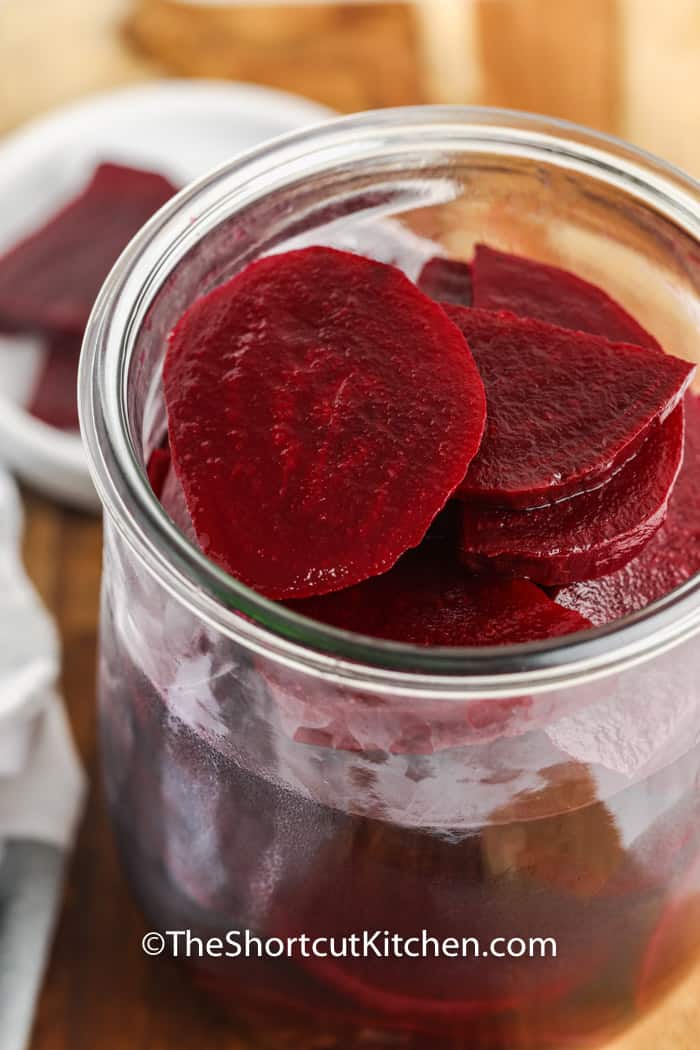 making Quick Pickled Beets in a jar