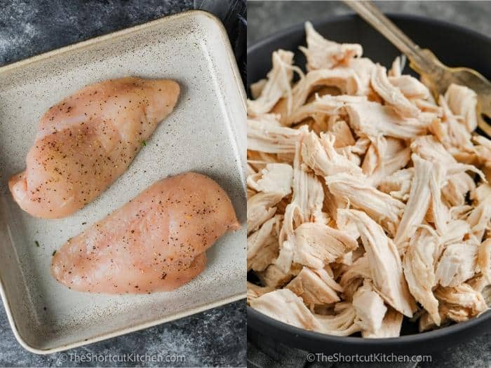 process of cooking chicken to make Easy Shredded Chicken