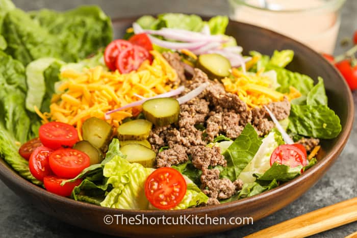 close up of Cheeseburger Salad