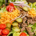 Cheeseburger Salad in a bowl