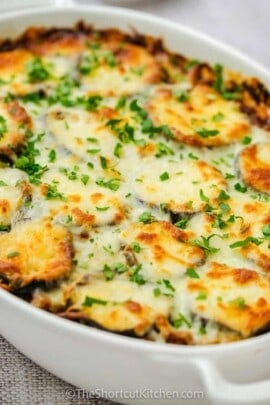 close up of Eggplant Lasagna Recipe in a dish