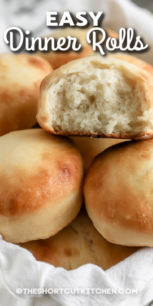 close-up of dinner rolls in a basket with text