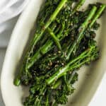 top view of Roasted Broccolini on a plate