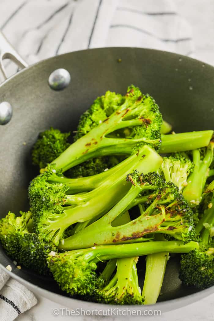 cooked Stir Fried Broccoli in a bowl