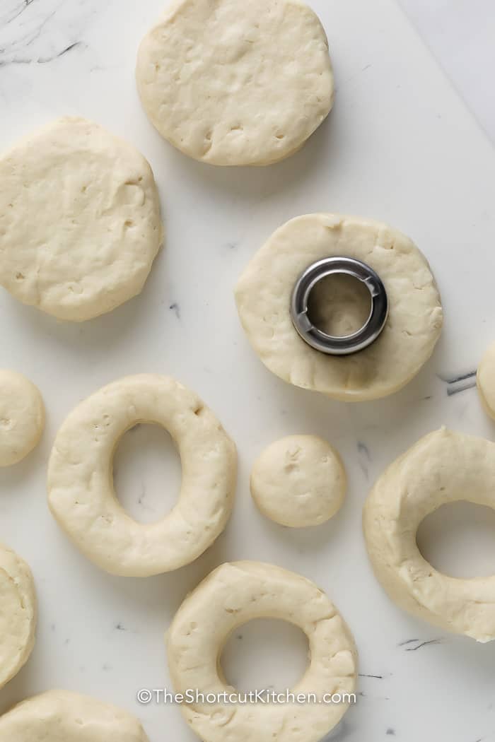 making dough into rings