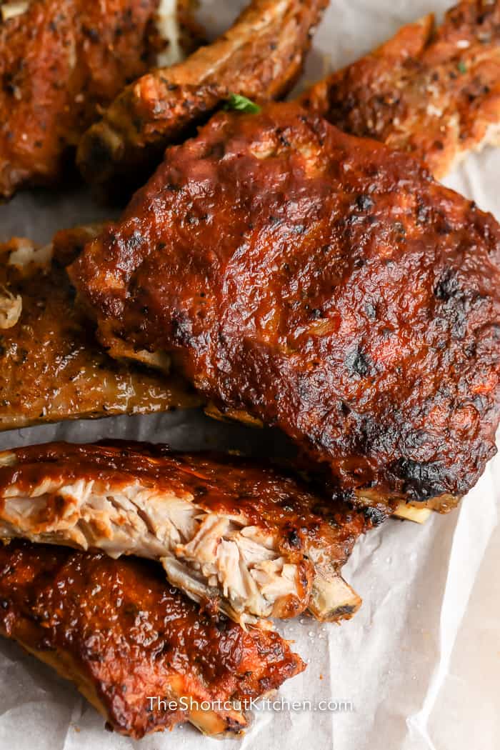 crispy crock pot ribs on parchment paper