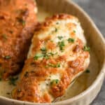 cooked Melt In Your Mouth Chicken in a baking dish