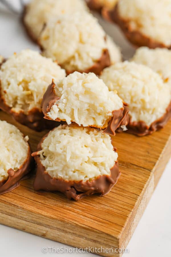 Chocolate Dipped Coconut Macaroon Cookies - The Shortcut Kitchen