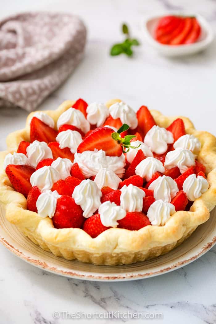 Fresh Strawberry Pie with whipped cream on top