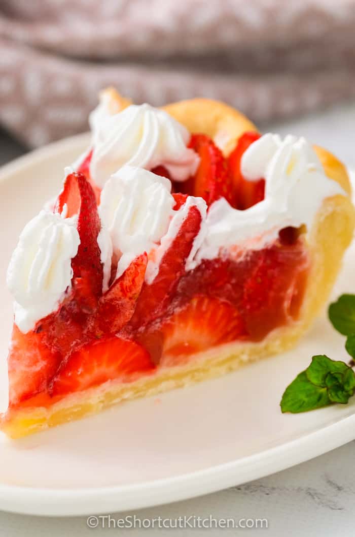 slice of Fresh Strawberry Pie on a plate