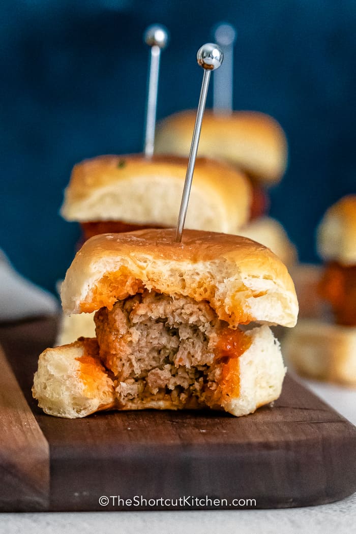 Instant Pot Meatball Slider with bite taken out