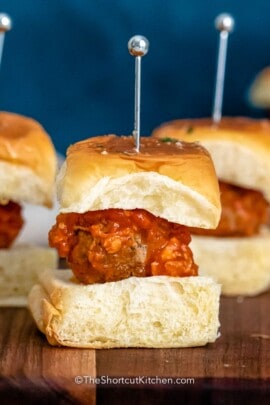 Meatball Sliders with red sauce