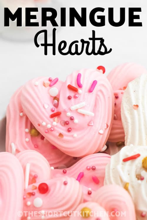 Meringue Hearts with writing
