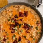 Bacon Beef Queso Dip in a pan