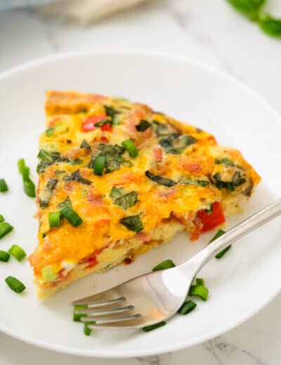 Egg Frittata on a plate with a fork