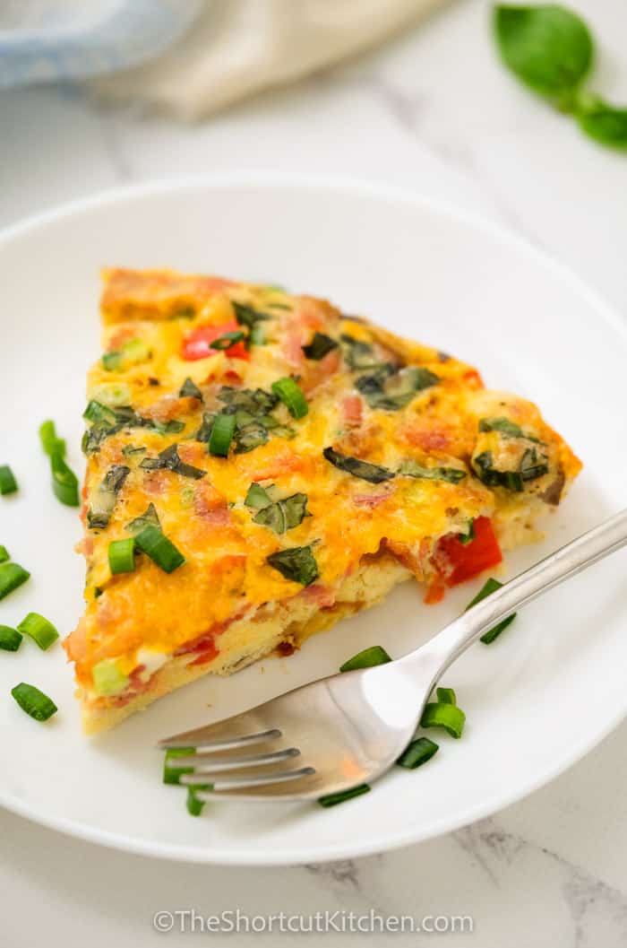 Egg Frittata on a plate with a fork