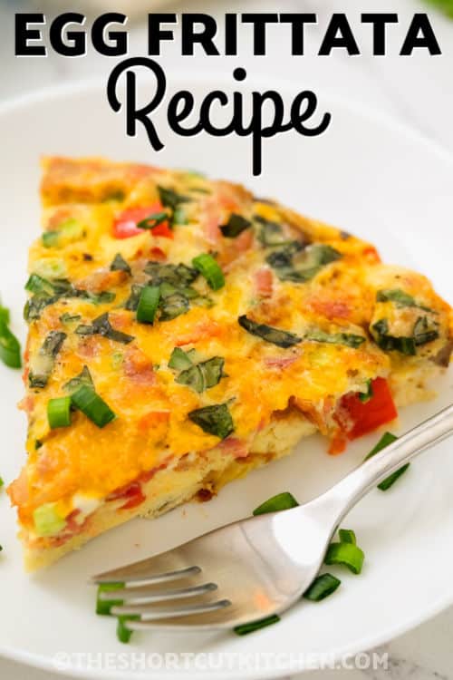 Egg Frittata on a plate with writing